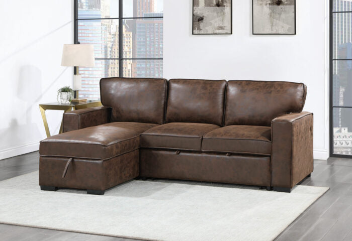 2pc reversible pop up sleeper w storage chaise