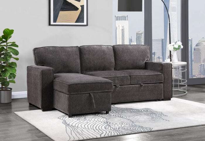 2pc reversible pop up sleeper w storage chaise