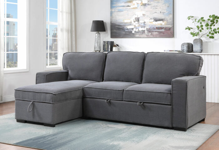 2pc reversible pop up sleeper w storage chaise