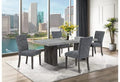 Stone table w 4 grey fabric chairs