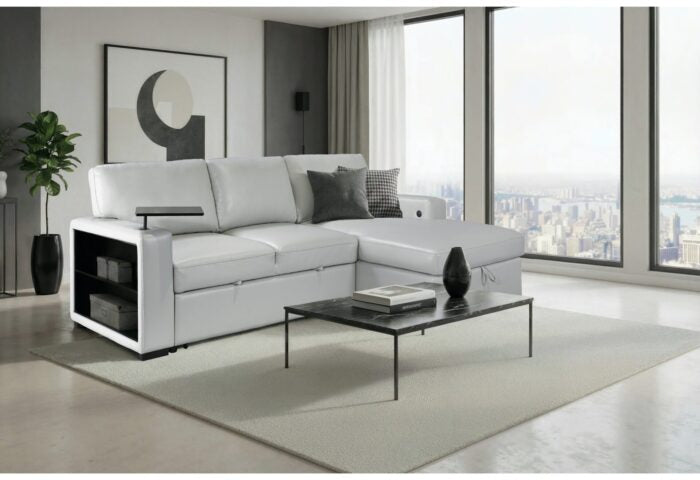 2pc reversible pop up sleeper w storage chaise