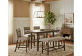 Brown marble counter height table w 4 stools and 1 bench