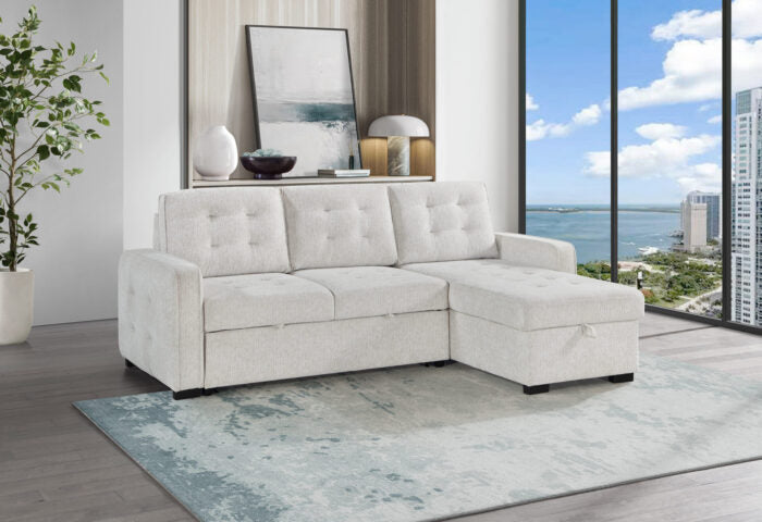 2pc reversible pop up sleeper w storage chaise