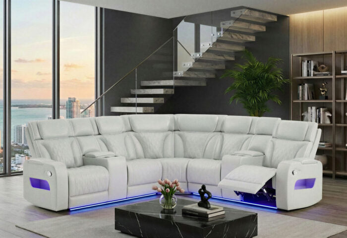 Layla Leather power sectional w recliners